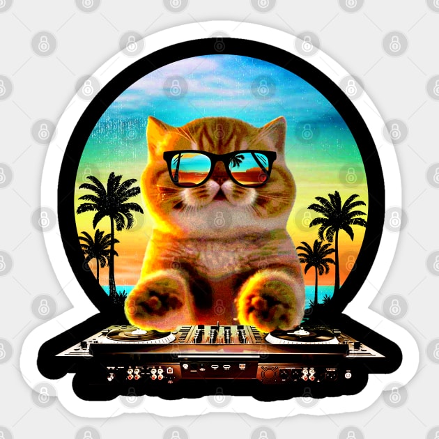 Dj house cat Sticker by clingcling